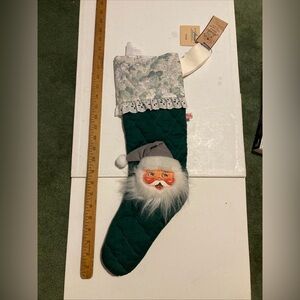 Annalee Green Christmas Stocking with Santa Design